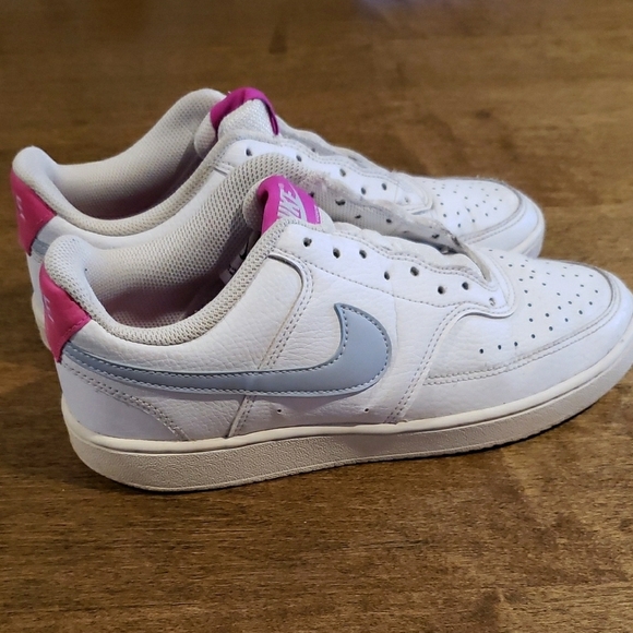 Nike Court Low White and Gray Sneakers with Pink Accents - Picture 2 of 7